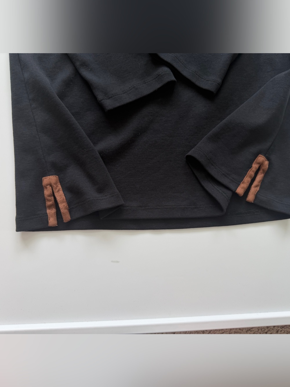 Lauren Ralph Lauren Women’s Black Tunic w/ Brown Suede Trim Detailing Size Large - Picture 6 of 7